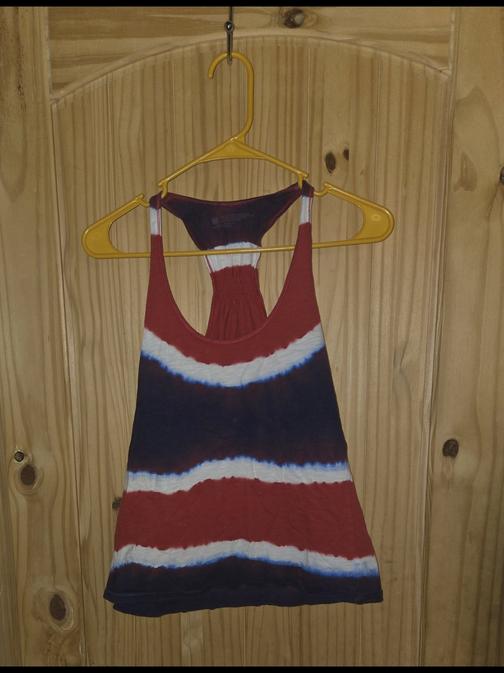 Women's Tie Dye Racerback Fourth of July Tank Top Red White Blue Size Small